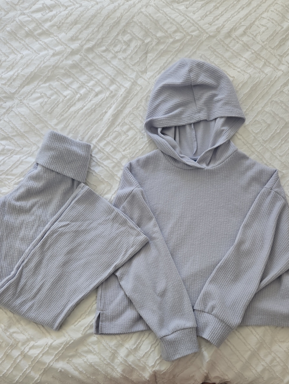 Old Navy Light Lavender Waffle Hoodie & Joggers Set